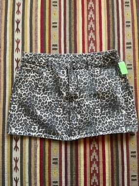 Cheetah Print Denim Skirt